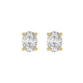 LADIES SOLITAIRE EARRINGS 3CT OVAL DIAMOND 14K YELLOW GOLD (CENTER STONE OVAL DIAMOND 1 1/2CT )