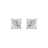 LADIES SOLITAIRE EARRINGS 3CT PRINCESS DIAMOND 14K WHITE GOLD