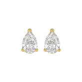 LADIES SOLITAIRE EARRINGS 3CT PEAR DIAMOND 14K YELLOW GOLD
