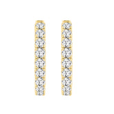 LADIES HOOP EARRINGS 11CT ROUND DIAMOND 14K YELLOW GOLD