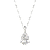 LADIES SOLITAIRE PENDANT WITH CHAIN 2CT PEAR DIAMOND 14K WHITE GOLD