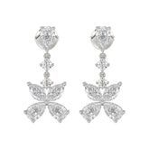 LADIES EARRINGS 3CT ROUND/MARQUISE/PEAR DIAMOND 14K WHITE GOLD