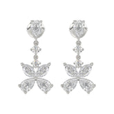 LADIES EARRINGS 3CT ROUND/MARQUISE/PEAR DIAMOND 14K WHITE GOLD