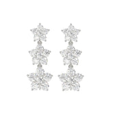 14K WHITE GOLD 3CT ROUND DIAMOND LADIES LINEAR EARRINGS