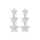 14K WHITE GOLD 3CT ROUND DIAMOND LADIES LINEAR EARRINGS