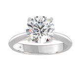 LADIES SOLITAIRE RING 3CT ROUND DIAMOND 14K WHITE GOLD