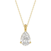 LADIES SOLITAIRE PENDANT 3CT PEAR DIAMOND 14K YELLOW GOLD