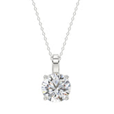 LADIES SOLITAIRE PENDANT 3CT ROUND DIAMOND 14K WHITE GOLD WITH CHAIN