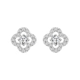 LADIES STUD EARRINGS 1CT ROUND DIAMOND 14K WHITE GOLD