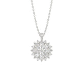 LADIES PENDANT WITH CHAIN 1CT ROUND/MARQUISE DIAMOND 14K WHITE GOLD