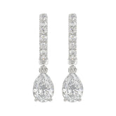 LADIES EARRINGS 1 1/4CT PEAR/ROUND DIAMOND 14K WHITE GOLD (CENTER STONE PEAR DIAMOND 1CT)