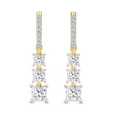 LADIES EARRINGS 2CT ROUND/PRINCESS DIAMOND 14K YELLOW GOLD
