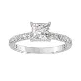 LADIES RING 1 1/2CT ROUND/PRINCESS DIAMOND 14K WHITE GOLD (CENTER STONE PRINCESS DIAMOND 1CT)