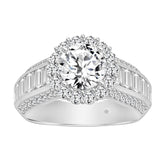 LADIES RING 3 3/4CT ROUND/BAGUETTE DIAMOND 14K WHITE GOLD (CENTER STONE ROUND DIAMOND 1 1/2CT )
