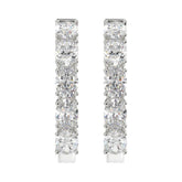 LADIES HOOP EARRINGS 2CT OVAL DIAMOND 14K WHITE GOLD