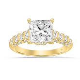 LADIES RINGS 2 1/2CT ROUND/PRINCESS DIAMOND 14K YELLOW GOLD (CENTER STONE PRINCESS DIAMOND 2.00CT)
