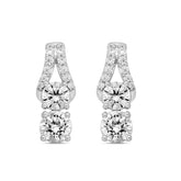 LADIES EARRINGS 2CT ROUND DIAMOND 14K WHITE GOLD