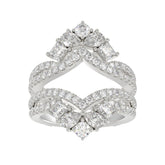 LADIES WRAP RING 2 1/2CT ROUND/PRINCESS/PEAR DIAMOND 14K WHITE GOLD