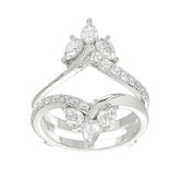 14K WHITE GOLD 1 1/4CT ROUND/PEAR DIAMOND LADIES WRAP RING