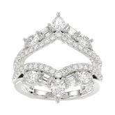 14K WHITE GOLD 1 3/4CT ROUND/EMERALD/PEAR/OVAL DIAMOND LADIES RING
