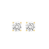 LADIES SOLITAIRE EARRINGS 4CT ROUND DIAMOND 14K YELLOW GOLD (CENTER STONE ROUND DIAMOND 2.00CT)