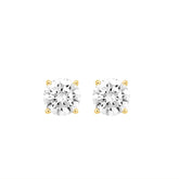 LADIES SOLITAIRE EARRINGS 4CT ROUND DIAMOND 14K YELLOW GOLD (CENTER STONE ROUND DIAMOND 2.00CT)