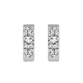LADIES HOOP EARRINGS 1 1/2CT ROUND DIAMOND 14K WHITE GOLD