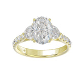 LADIES RING 3CT ROUND/OVAL/HALF MOON DIAMOND 14K YELLOW GOLD (CENTER STONE OVAL DIAMOND 2CT )