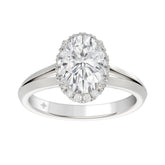 LADIES RING 2 1/6CT ROUND/OVAL DIAMOND 14K WHITE GOLD (CENTER STONE OVAL DIAMOND 2CT )