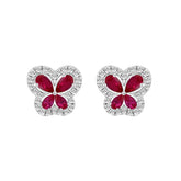 14K WHITE GOLD 1 1/2CT ROUND/PEAR DIAMOND LADIES EARRINGS (RUBY PEAR)