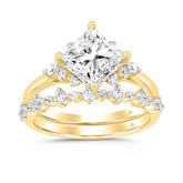 LADIES BRIDAL SET 2 1/2CT ROUND DIAMOND 14K YELLOW GOLD (CENTER STONE PRINCESS DIAMOND 2CT )