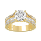 LADIES RING 3 1/2CT ROUND DIAMOND 14K YELLOW GOLD (CENTER STONE ROUND DIAMOND 2CT )