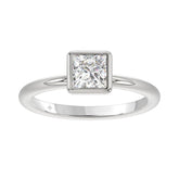 LADIES SOLITAIRE RING 1CT PRINCESS DIAMOND 14K WHITE GOLD (CENTER STONE PRINCESS DIAMOND 1CT )
