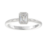 LADIES SOLITAIRE RING 1CT EMERALD DIAMOND 14K WHITE GOLD (CENTER STONE EMERALD DIAMOND 1CT )