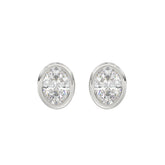 LADIES SOLITAIRE EARRINGS 3CT OVAL DIAMOND 14K WHITE GOLD