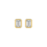 LADIES SOLITAIRE EARRINGS 1CT EMERALD DIAMOND 14K YELLOW GOLD