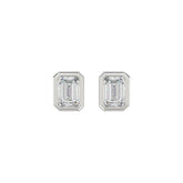 LADIES SOLITAIRE EARRINGS 2CT EMERALD DIAMOND 14K WHITE GOLD