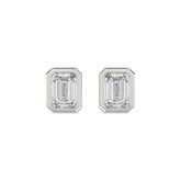 LADIES SOLITAIRE EARRINGS 3CT EMERALD DIAMOND 14K WHITE GOLD
