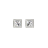 LADIES SOLITAIRE EARRINGS 1CT PRINCESS DIAMOND 14K WHITE GOLD