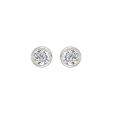 LADIES SOLITAIRE EARRINGS 2CT ROUND DIAMOND 14K WHITE GOLD