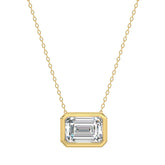 LADIES SOLITAIRE PENDANT 1CT EMERALD DIAMOND 14K YELLOW GOLD WITH CHAIN