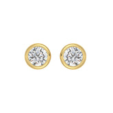 LADIES SOLITAIRE EARRINGS 3CT ROUND DIAMOND 14K YELLOW GOLD