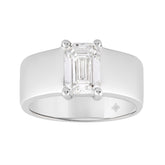 LADIES RING 2CT EMERALD DIAMOND 14K WHITE GOLD