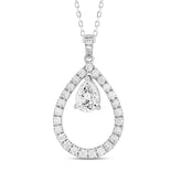 14K WHITE GOLD 1.00CT ROUND/PEAR DIAMOND LADIES PENDANT WITH CHAIN