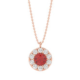 LADIES PENDANT 1/4CT ROUND/RUBY DIAMOND 14K ROSE GOLD (CENTER STONE ROUND DIAMOND 5/8CT )