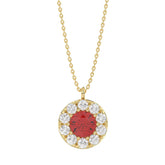 14K YELLOW GOLD 1.00CT ROUND/RUBY DIAMOND LADIES PENDANT (CENTER STONE ROUND RUBY DIAMOND 5/8CT)