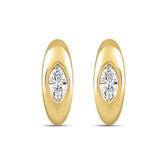 LADIES HOOP EARRINGS 2CT MARQUISE DIAMOND 14K YELLOW GOLD