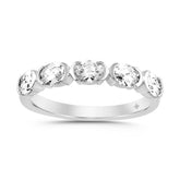 LADIES BAND 1CT OVAL DIAMOND 14K WHITE GOLD