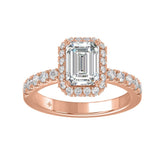 LADIES RING 4.00CT ROUND/EMERALD DIAMOND 14K ROSE GOLD (CENTER STONE EMERALD DIAMOND 3.00CT)