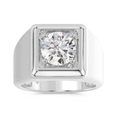 MEN'S RING 2CT ROUND DIAMOND 14K WHITE GOLD (CENTER STONE ROUND DIAMOND 2CT )